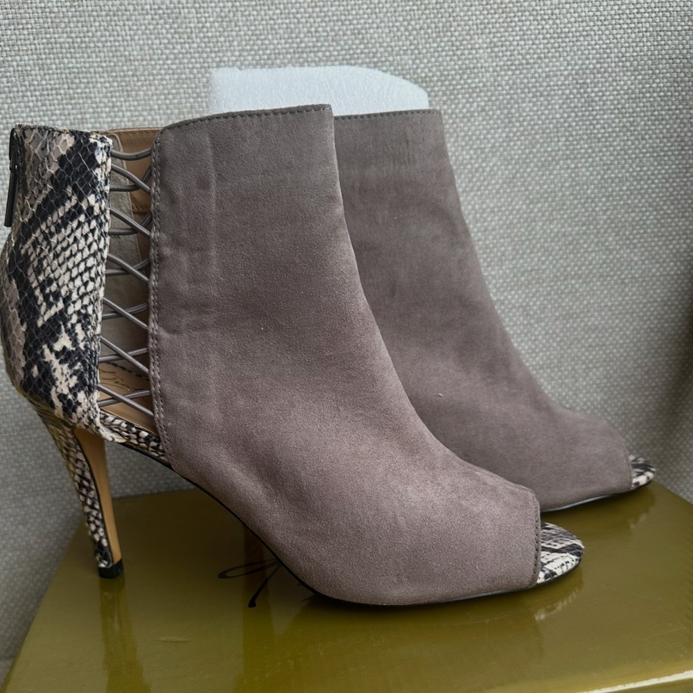 Thalia Sodi Peep Toe Snakeskin Booties